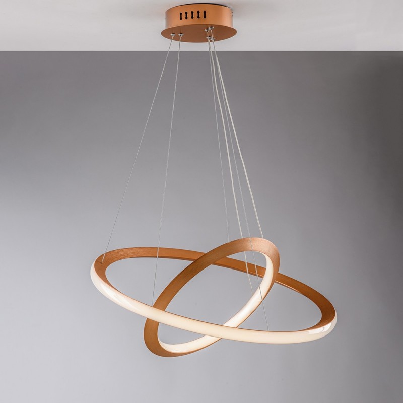 Image of Lampadario moderno metallo e alluminio Oro LED integrato 60x40x h150 cm