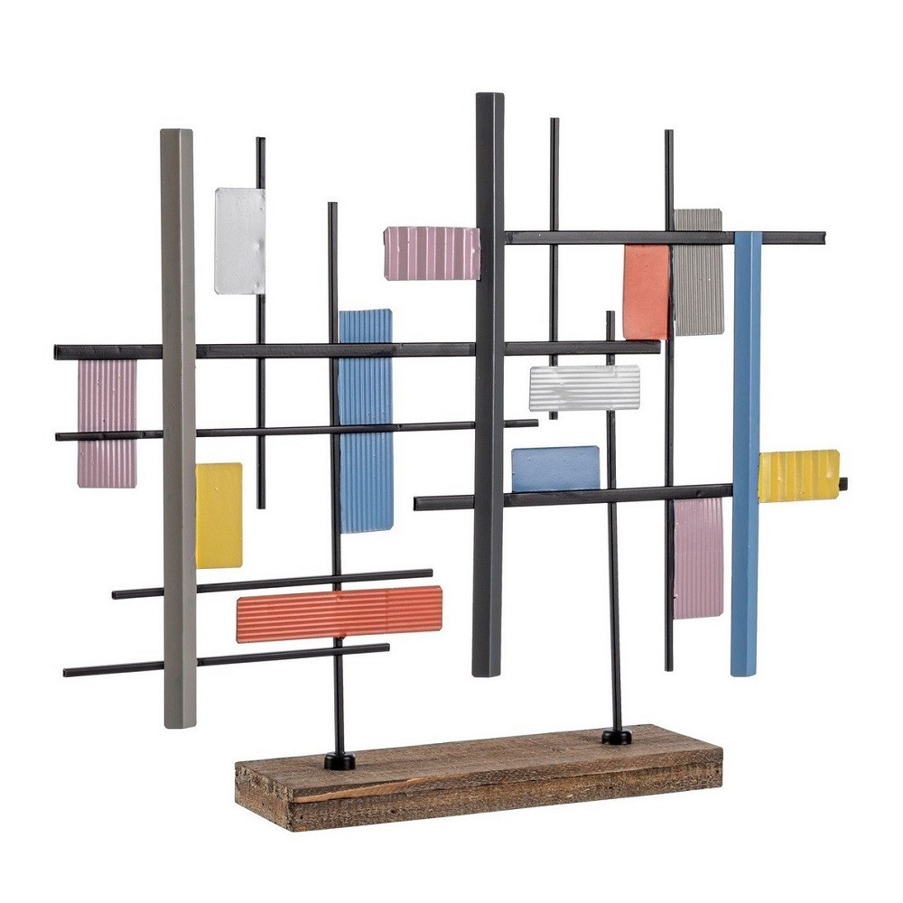 Image of Soprammobile acciaio legno Mondrian