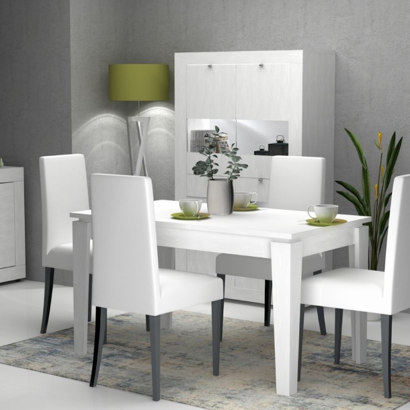 (2c) Tavolo allungabile Bianco Larice MEGARON 120-160X80 cm(MEGARONBI)