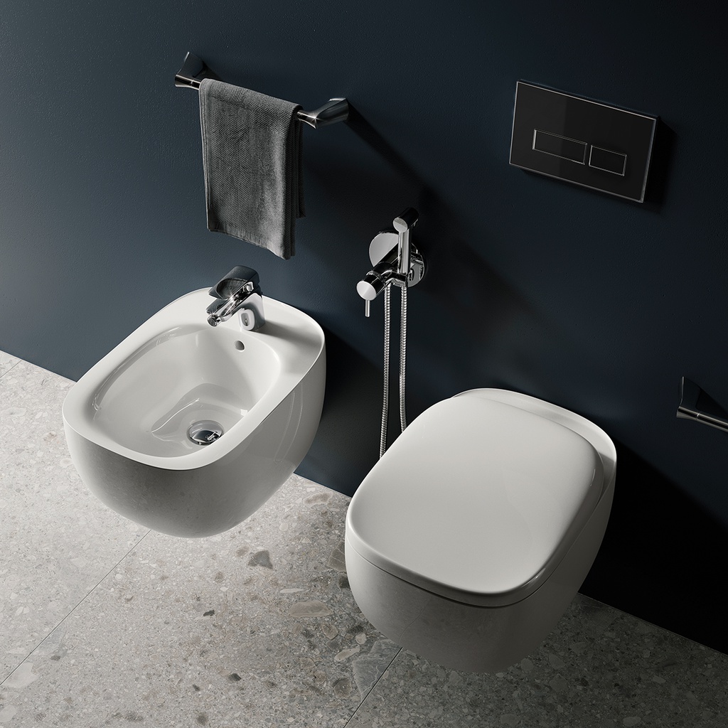 Bidet sospeso Illusion con fissaggio nascosto e rubinetto integrato
