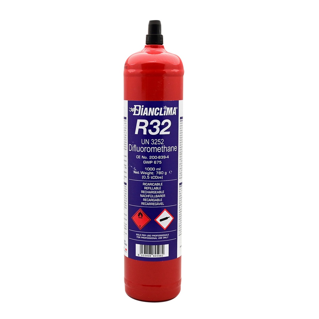 Bombola ricaricabile gas refrigerante R32 1,80 kg