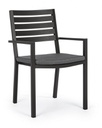 4x Sedia antracite con bracciolo e cuscino in alluminio stile industrial