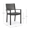 4x Sedia antracite con bracciolo e cuscino in alluminio stile industrial