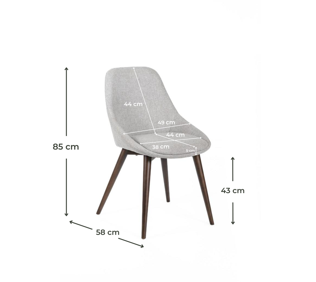 4x Sedia in Tessuto - 58cm x 49cm x 85cm