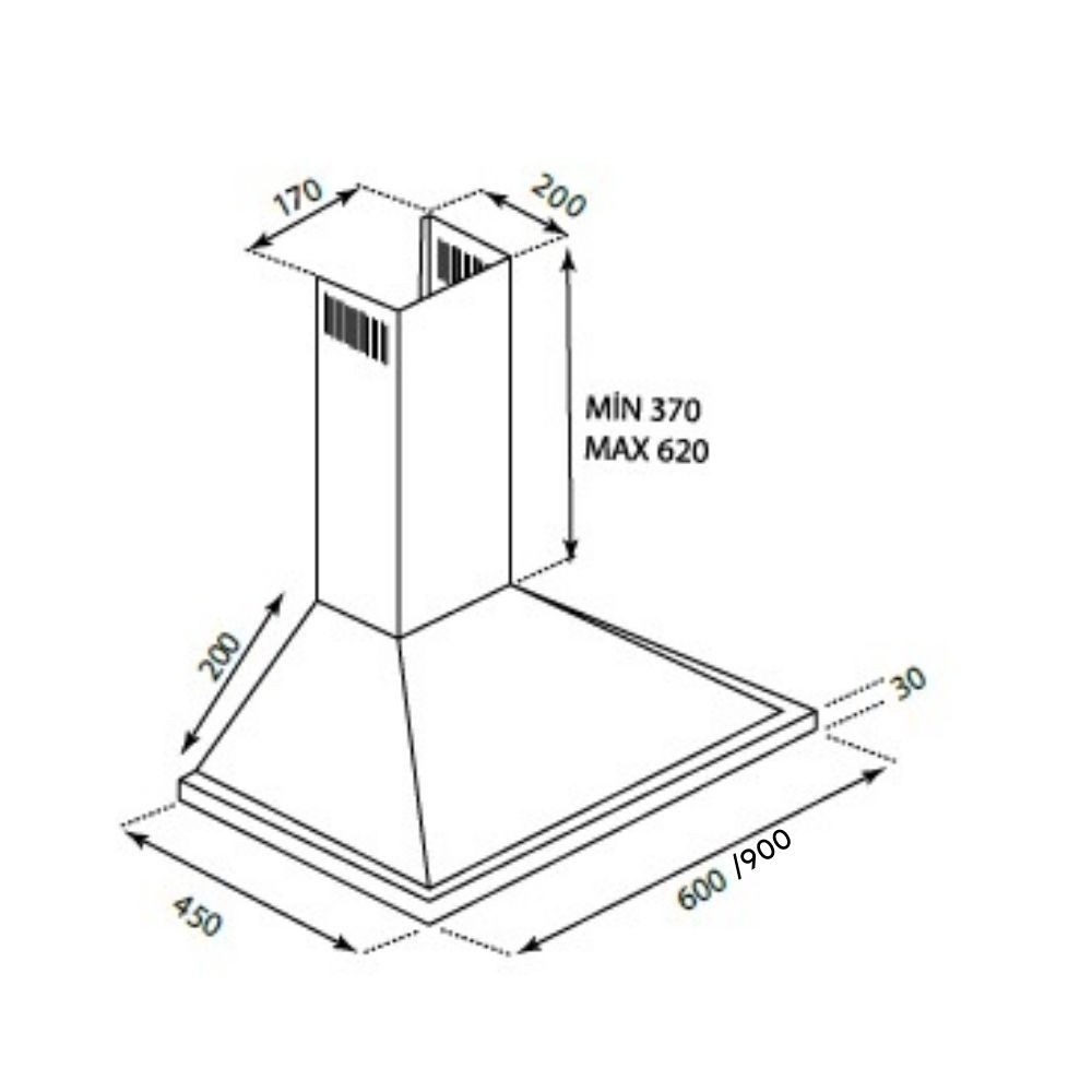 Cappa a piramide 60 cm Eolo 60 nera Samet EFFEZ
