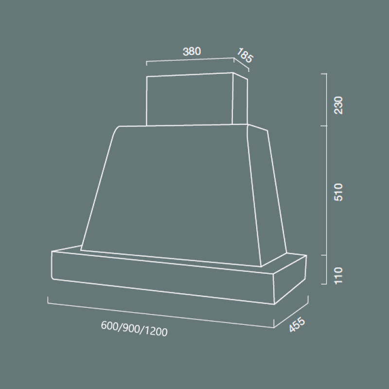 Cappa aspirante BRIO WOOD in acciaio inox silver e cornice in legno cm 120