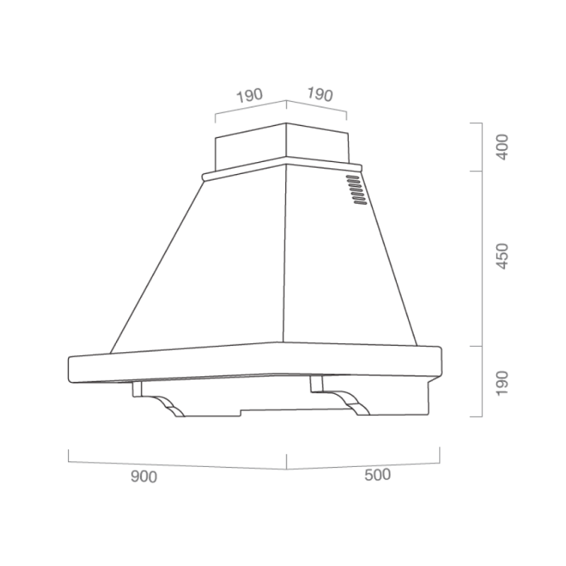 Cappa aspirante FEELING in acciaio inox bianco e cornice in legno cm 90
