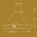 Cappa aspirante LUCREZIA in acciaio inox bianca e cornice in legno intarsio cm 120