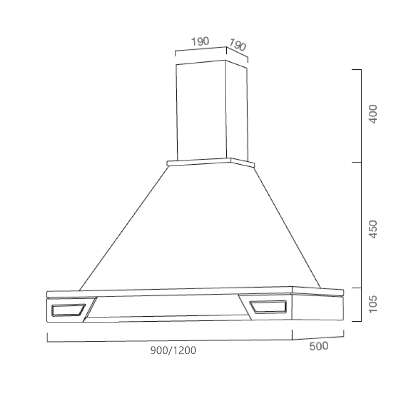 Cappa aspirante GINEVRA in acciaio inox silver e cornice in legno intarsio cm 90