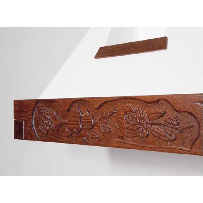 Cappa cucina rustica bianca EPOQUE con cornice in legno intarsio cm 90
