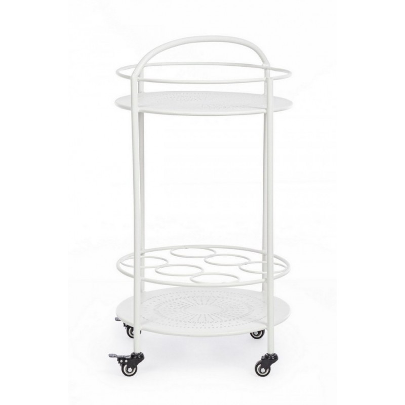 Carrello per bottiglie in acciaio Bianco
