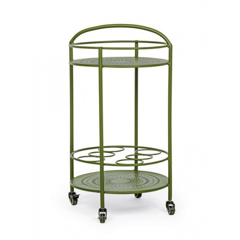 Carrello per bottiglie in acciaio Verde