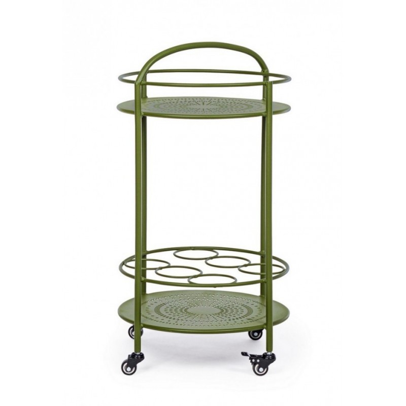Carrello per bottiglie in acciaio Verde