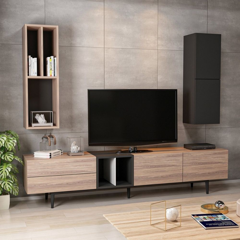 (3c) Parete attrezzata  Diany 195 rovere antracite