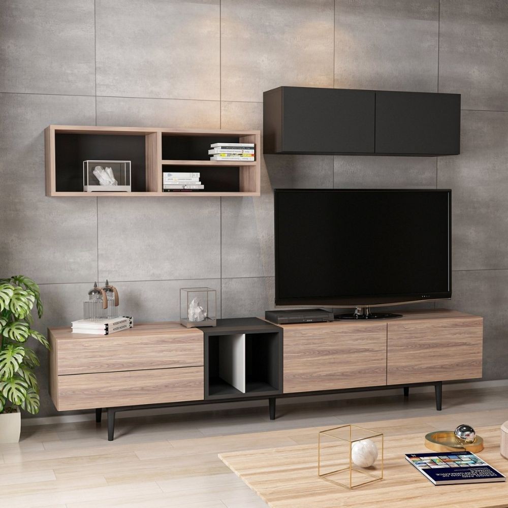 (3c) Parete attrezzata  Diany 195 rovere antracite