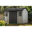 Casetta in duotech verniciabile grigio effetto legno 2 porte e 2 finestre 350x229xh.254 cm