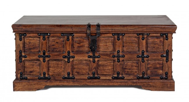 Cassapanca apribile Jaipur decorativa legno noce cm 110x 63x 45h