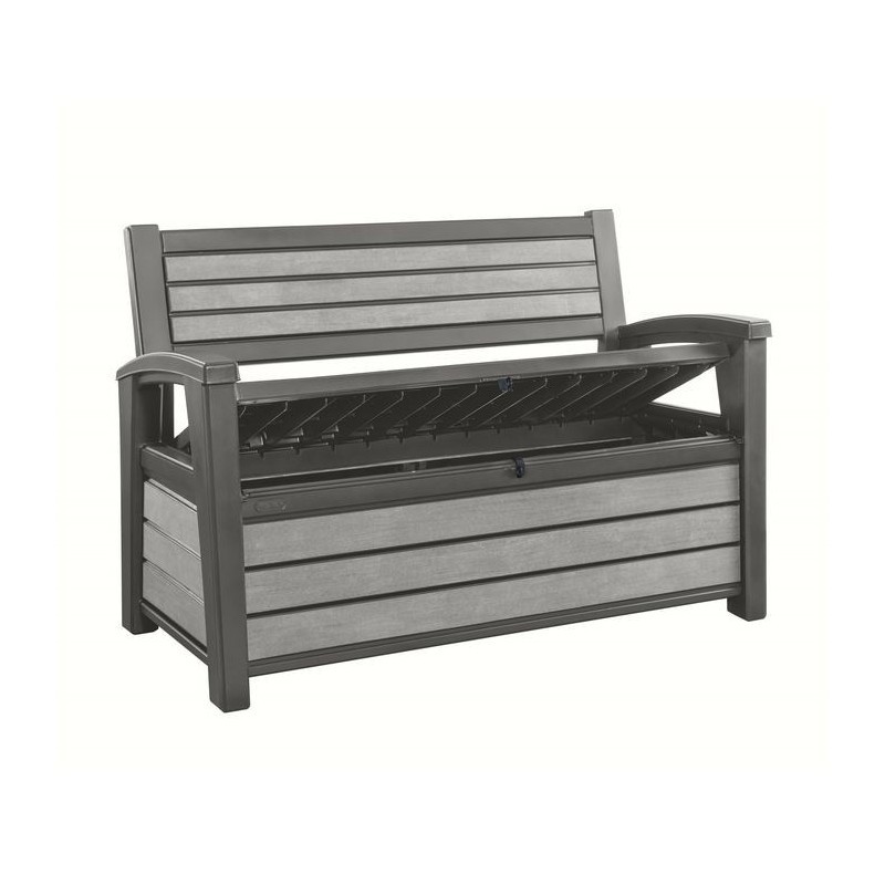 Cassapanca in Resina con finitura effetto legno HUDSON BENCH Grafite  132,7x61,2xh.89 cm
