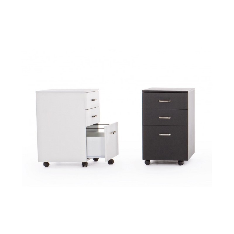 Cassettiera da ufficio in MDF tre cassetti Bianco Frassinato NADIR 40x44x h65 cm