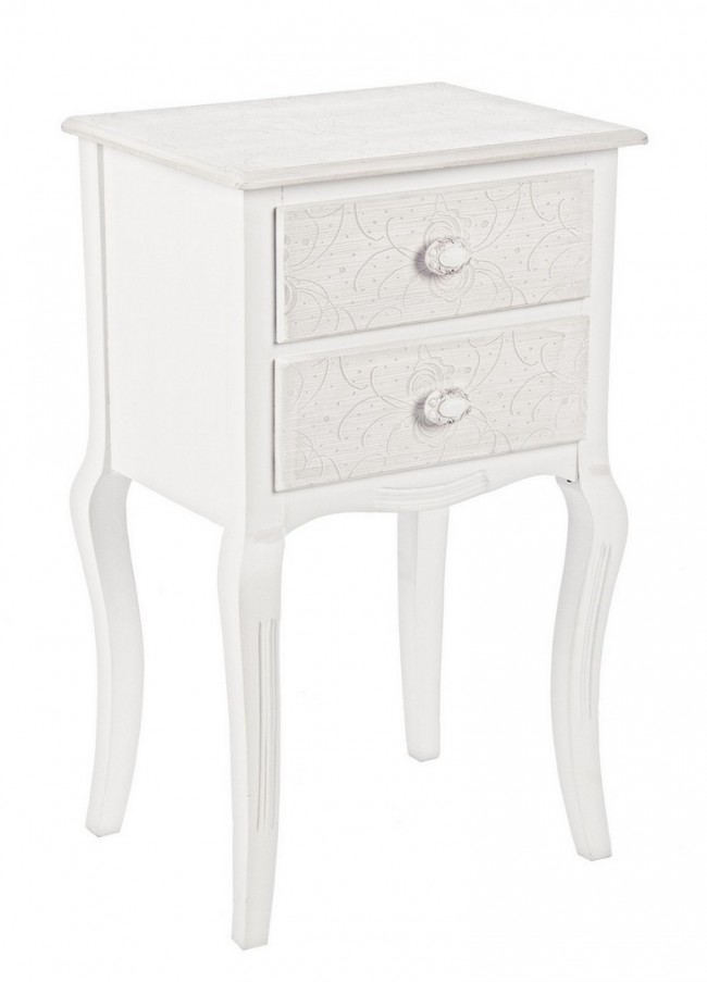 Cassettiera legno bianco 2 cassetti Clorine cm 41 x 33,5 x 68