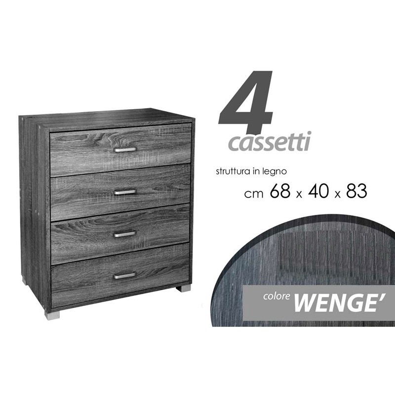 Cassettiera grigia con 4 cassetti 68x40xh.83 cm