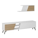 (3c) Porta TV Fiona Bianco con Anta Rovere e Mensola H 48 x P 35,60 x L 180 cm