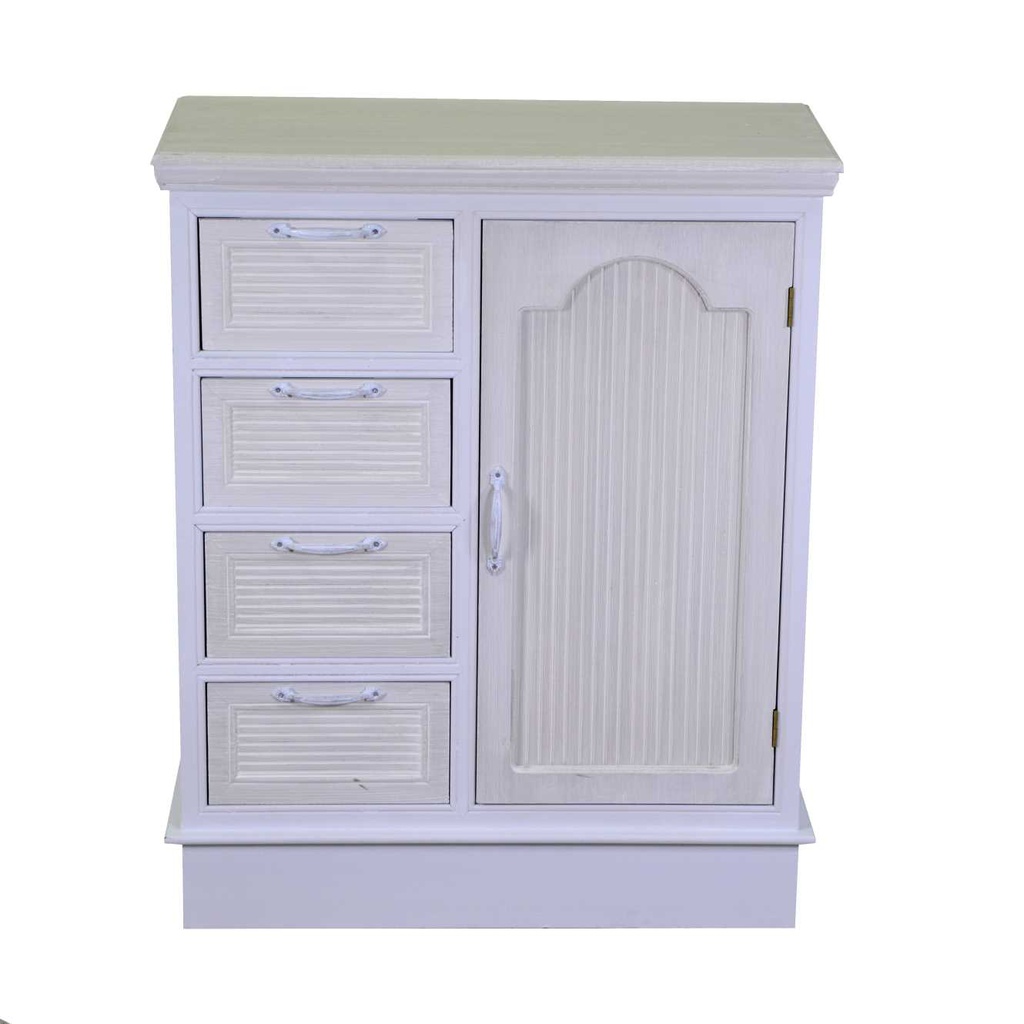 Cassettiera legno liverpool 1 anta + 4 cassetti bianco cm 66x32h81