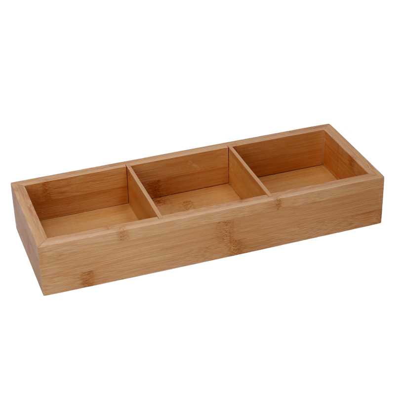 Cassetto bambù 3 scomparti naturale rettangolare cm 30