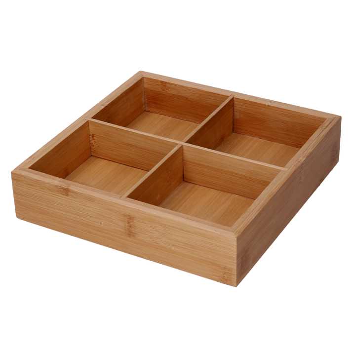 Cassetto bambù 4 scomparti naturale quadro cm 21x21h4