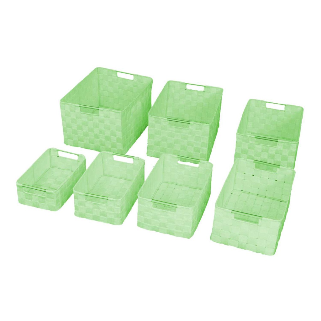 Cassetto poliestere 1-7 verde chiaro rettangolare cm 38x28h21