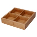 Cassetto bambù 4 scomparti naturale quadro cm 21x21h4