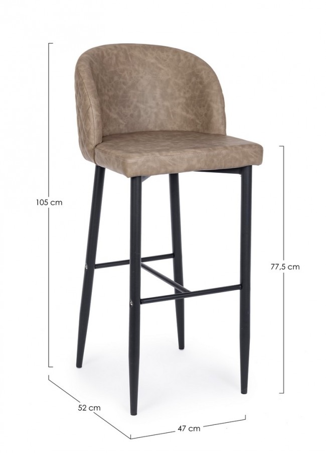 4x Sgabello bar tortora in ecopelle stile design