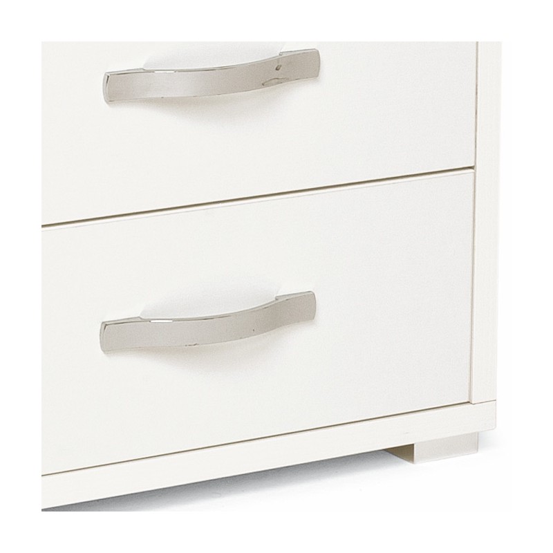 Comodino con 2 cassetti bianco frassinato in legno nobilitato 36x52xH 43