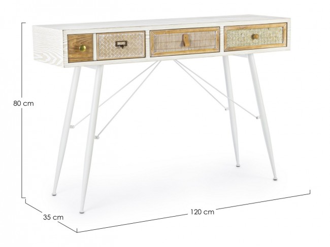 Consolle 3 cassetti Eloise in legno nobilitato