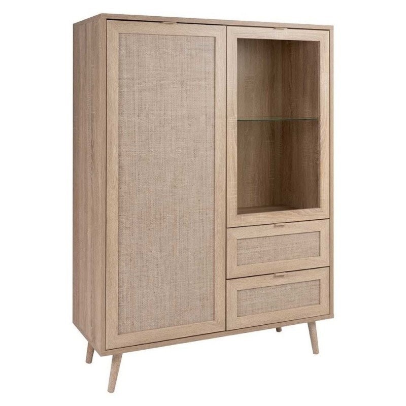 Credenza due ante due cassetti due ante effetto vimini BALI 101,5x 40x h139 cm