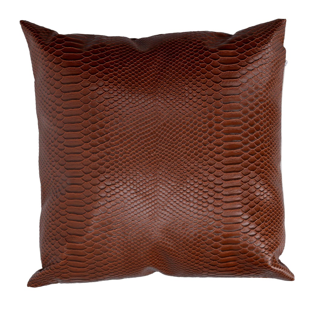 Cuscino ecopelle marrone quadro cm 38x38