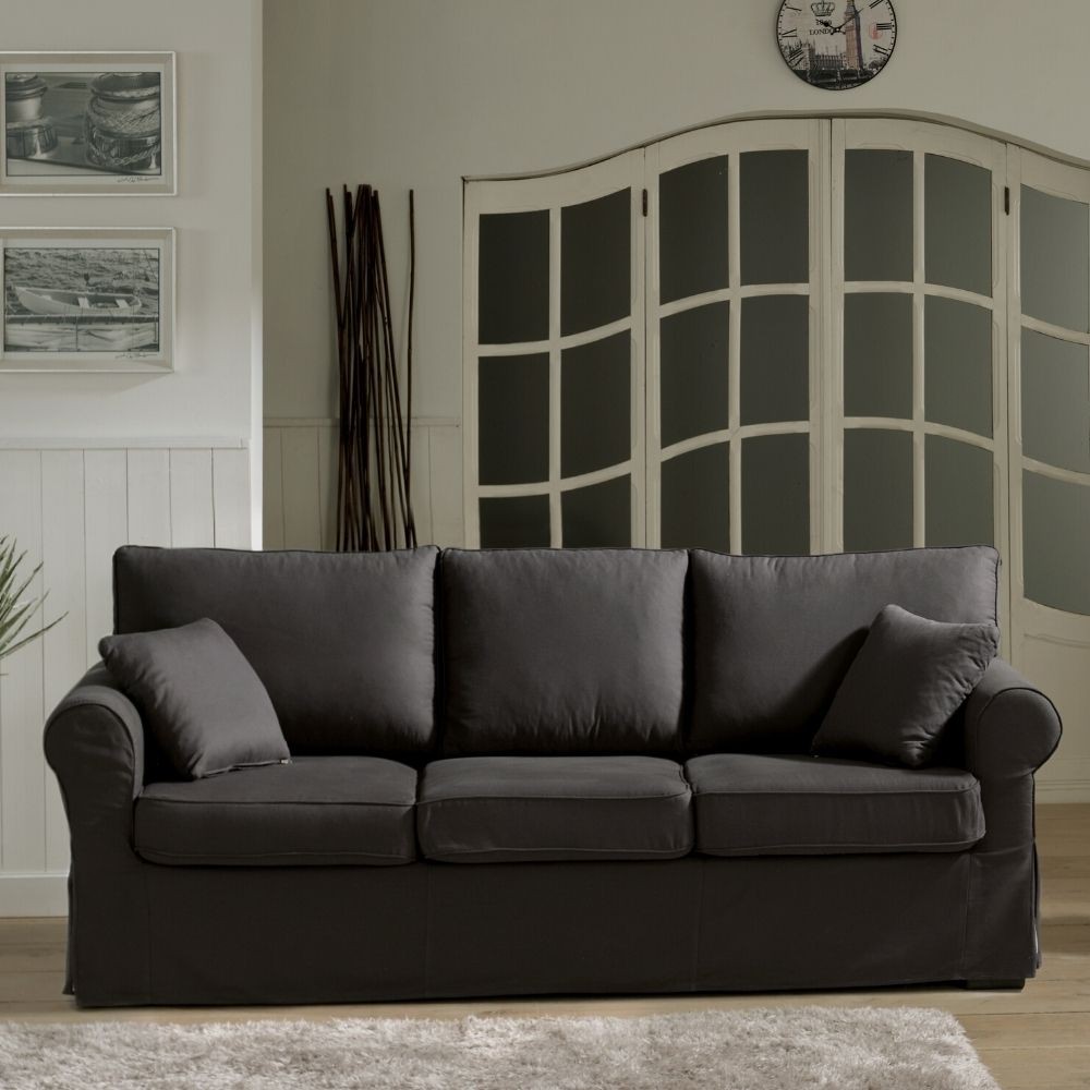 Divano Country 3 posti grigio soro 95 215 cm.