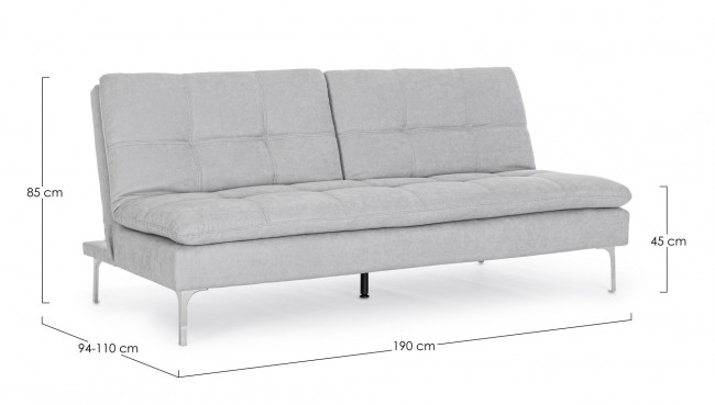 Divano Letto 3 Posti Leon Grigio Chiaro in tessuto L190 cm
