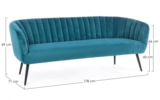 Divano 3 posti blu pavone
