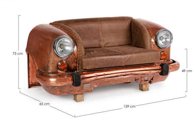 Divano Ambassador in pelle marrone 159x65x75h cm