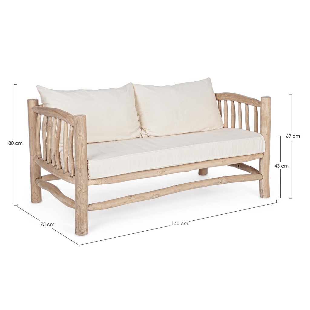 Divano con cuscini Sahel in legno naturale