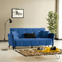 Divano Levy 3 posti in tessuto blu con contenitore e letto EFFEZ