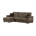 Divano con penisola reversibile in legno e tessuto Tortora GINEPRO 279x123x h60 cm
