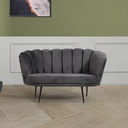 Divano due posti in tessuto Grigio Fumo a conchiglia OREL 135x76,5x h79 cm