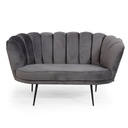 Divano due posti in tessuto Grigio Fumo a conchiglia OREL 135x76,5x h79 cm EFFEZ