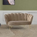 Divano Orel due posti in velluto beige a conchiglia EFFEZ