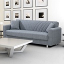 Divano letto 3 posti in tessuto grigio con contenitore 214x80xH.83 cm