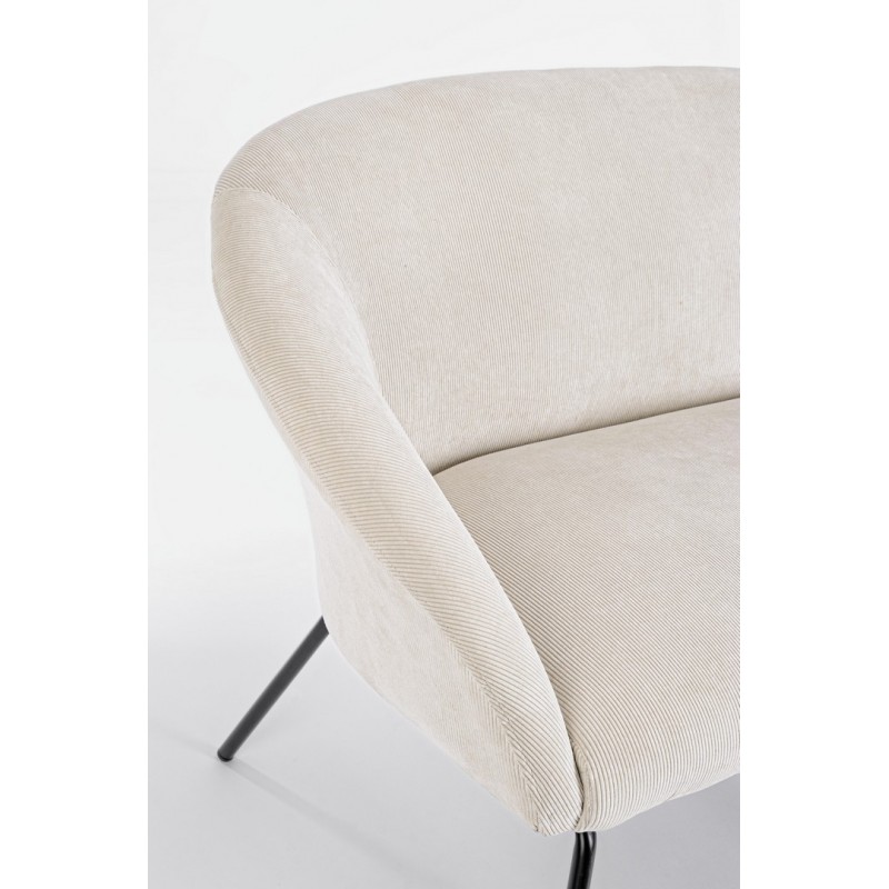 Divano acciaio velluto bianco Aiko Velvet cm 142 x 80 x 75