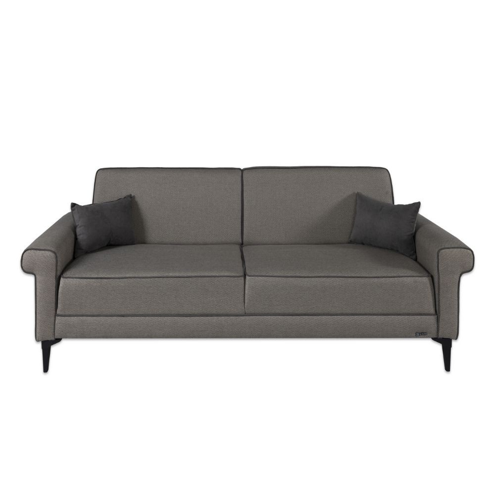 Divano letto Silvera 3 posti tessuto spigato grigio marrone EFFEZ