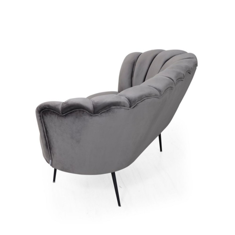 Divano due posti in tessuto Grigio Fumo a conchiglia OREL 135x76,5x h79 cm EFFEZ